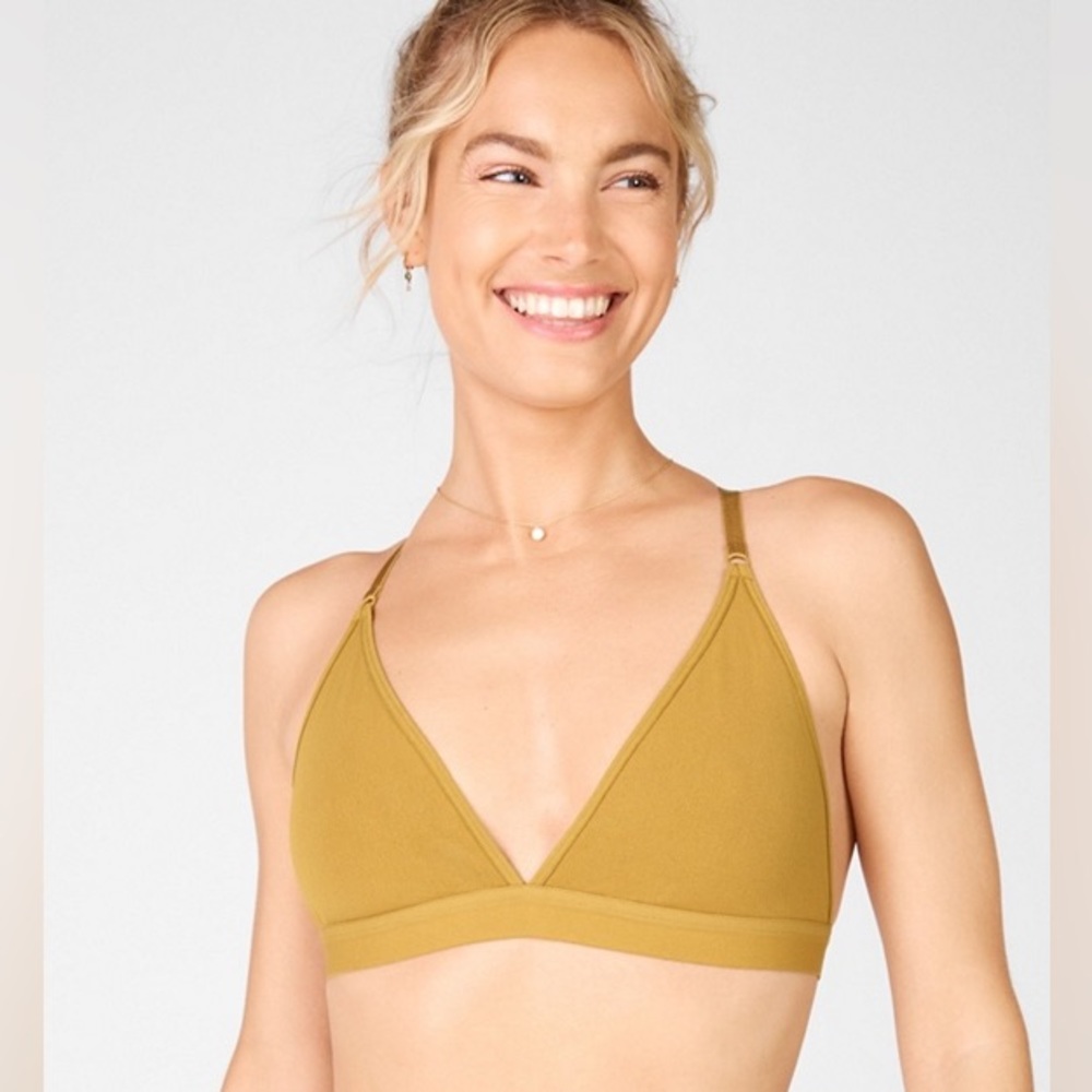 Fabletics Noelle SculptKnit Bra Warm Olive Size Large Plunge Bralette